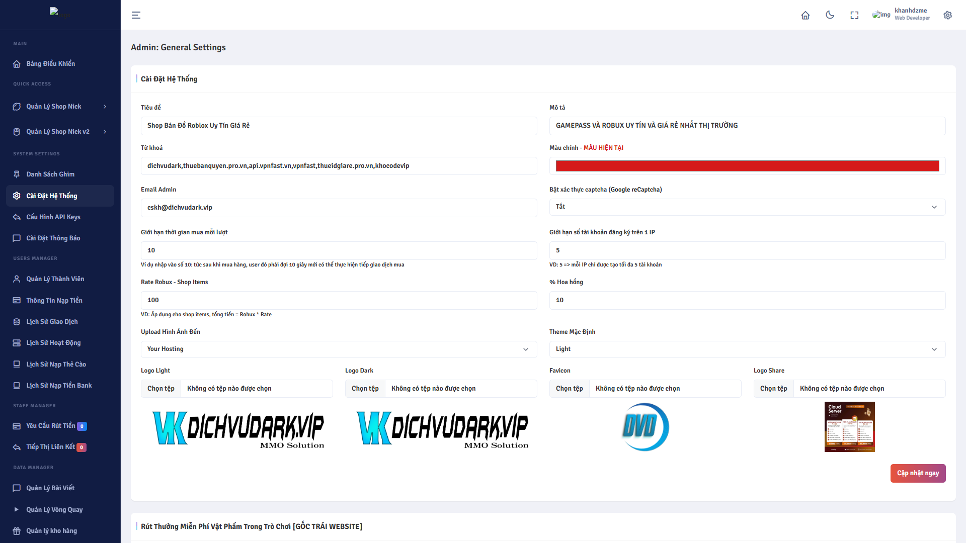 Shop V3 Bán Acc Game Tuỳ Chỉnh