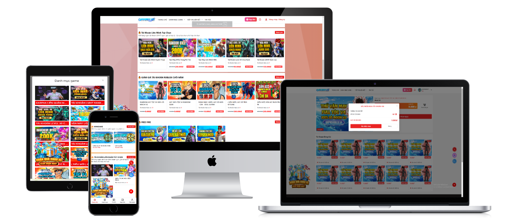 Code bán acc game đủ loại (muốn bán game nào thêm game đó), thẻ tự động qua card, atm